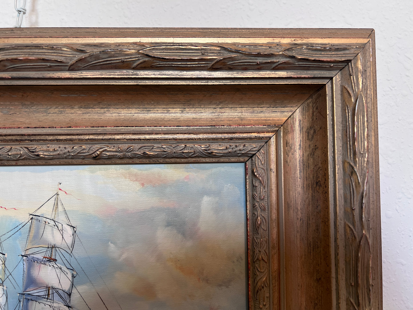 Framed Nautical Seascape Oil Painting Signed K. Dossi Maritime Ship Artwork