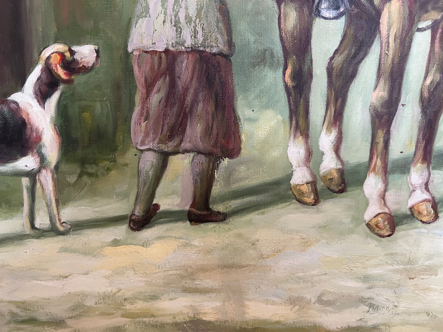 English Fox Hunting Scene Horse Hounds Oil Painting Signed William Framed