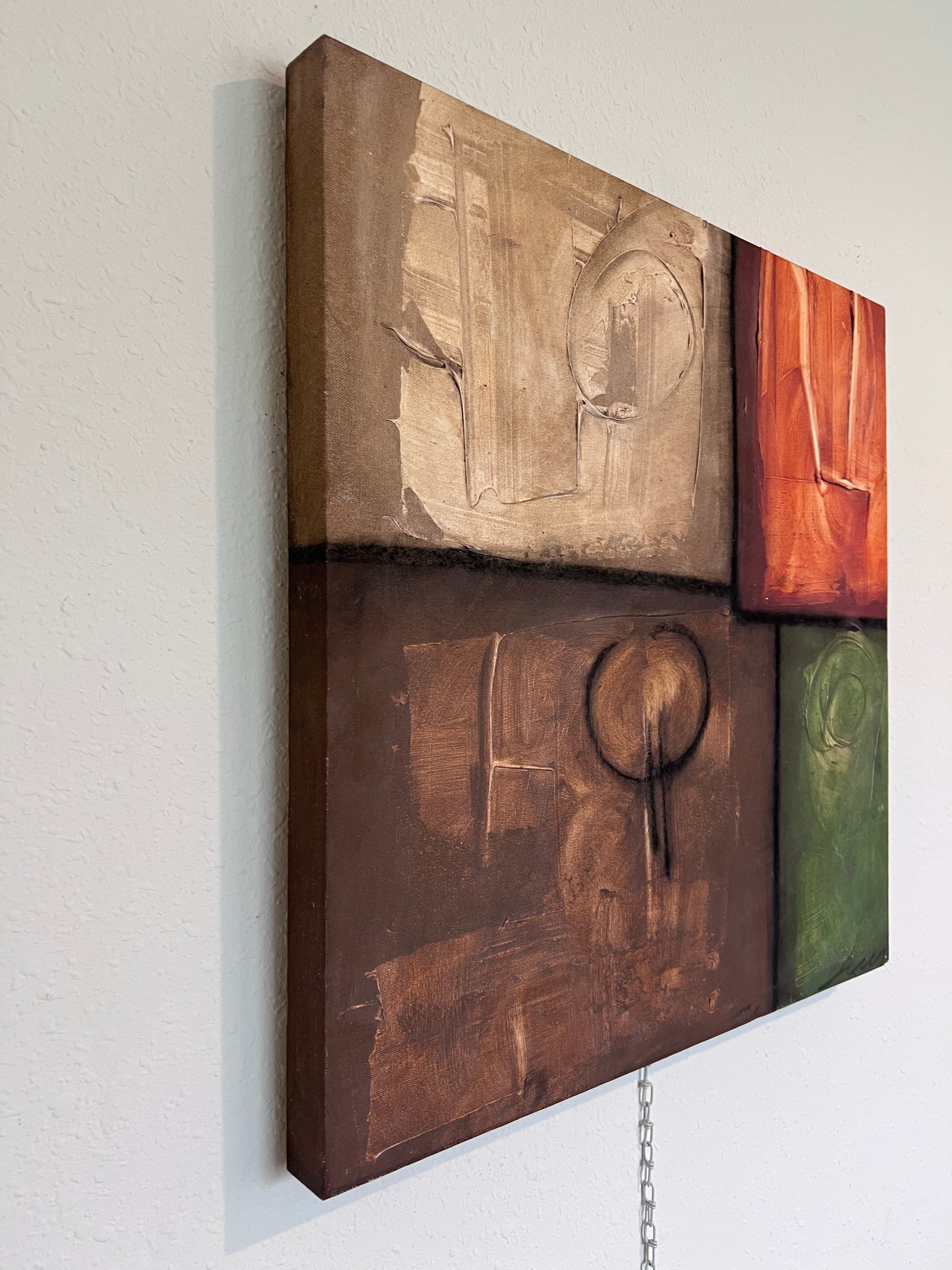Modern Abstract Geometric Painting Signed Kaulani 2004 | 24x24" Textured Art