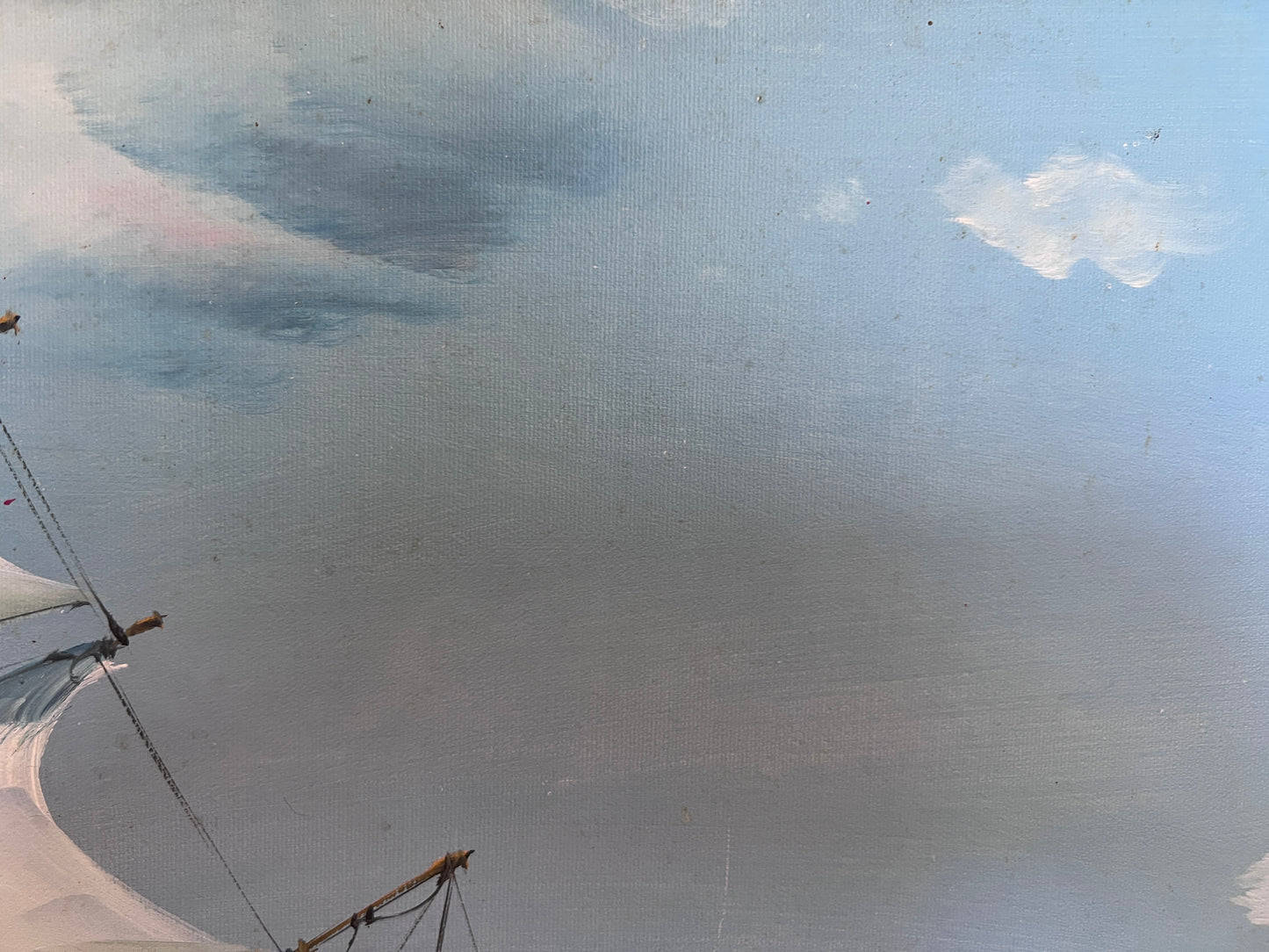 Original Oil painting on canvas seascape, Sailing Ship, signed Also, Gold Frame