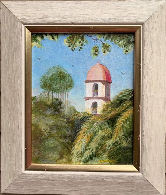 Vintage oil painting on Canvas, Tropical landscape, Signed, Dated, Framed