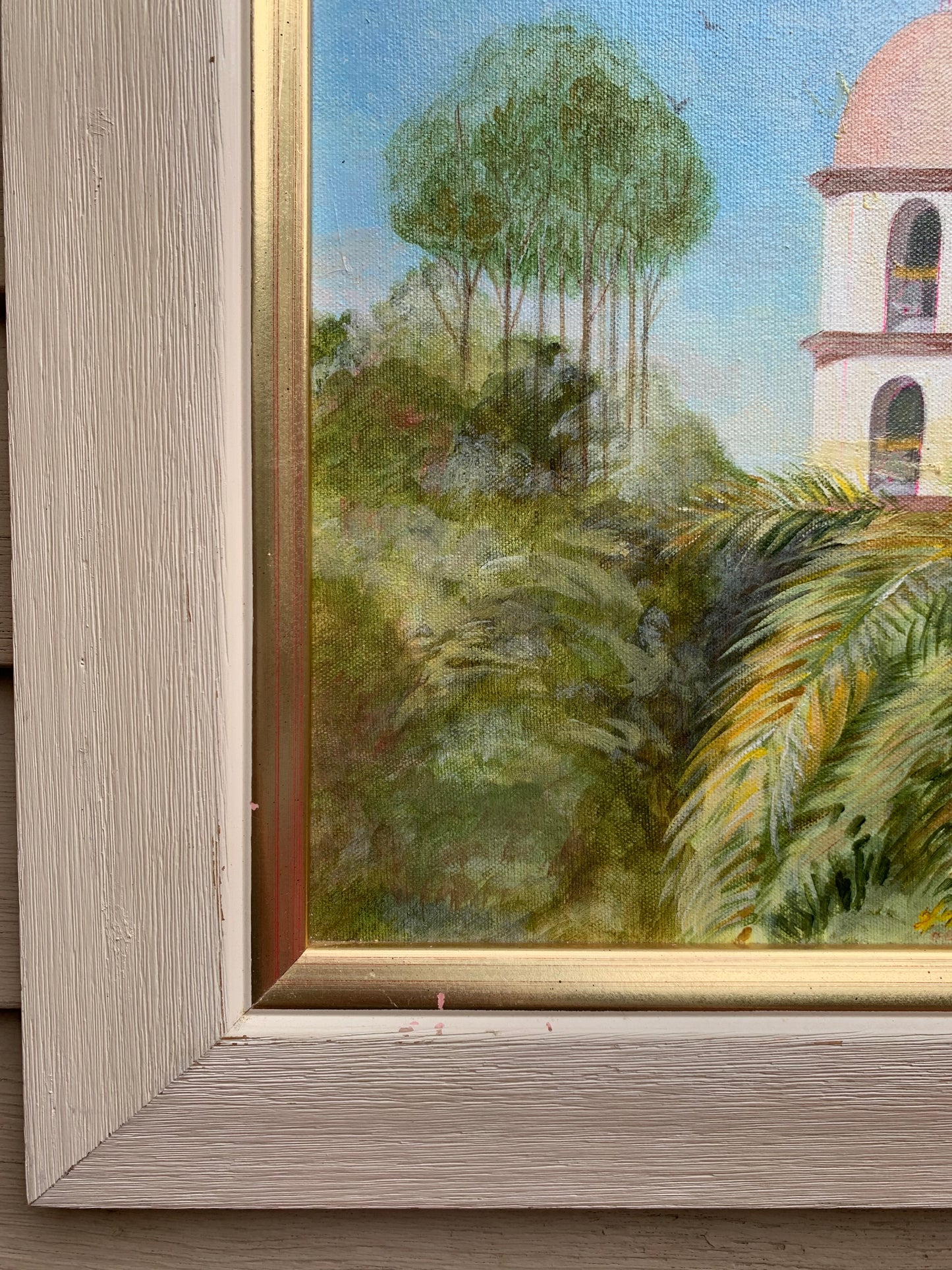 Vintage oil painting on Canvas, Tropical landscape, Signed, Dated, Framed