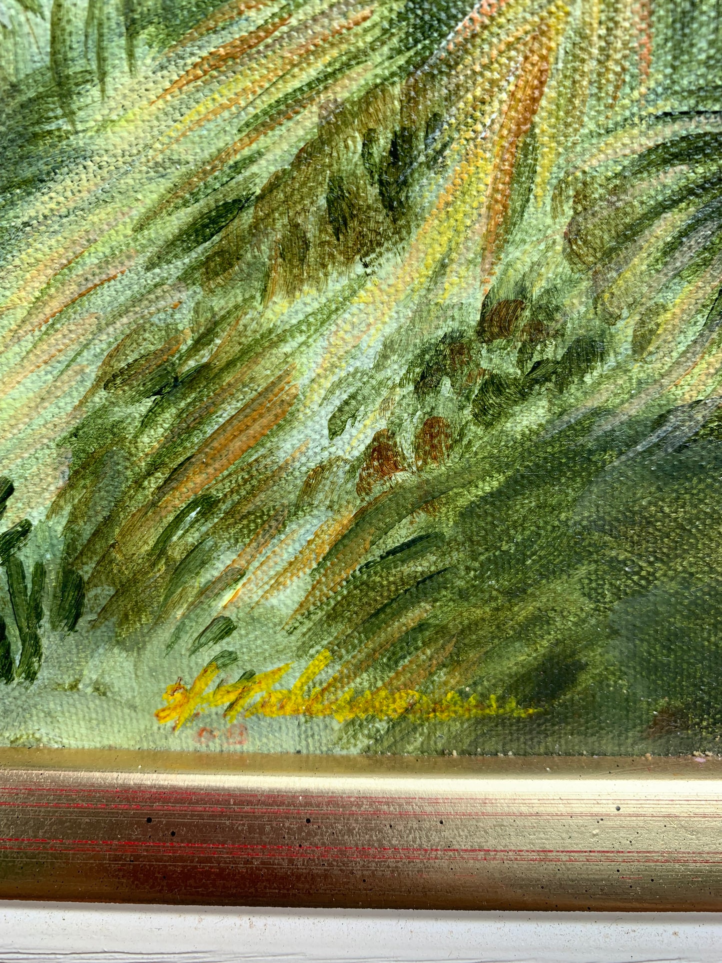 Vintage oil painting on Canvas, Tropical landscape, Signed, Dated, Framed