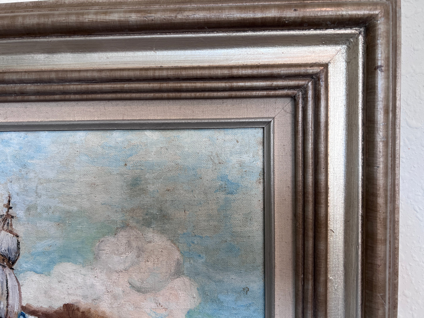 Original Vintage Oil painting on canvas seascape, Sailing Ship, signed, Framed