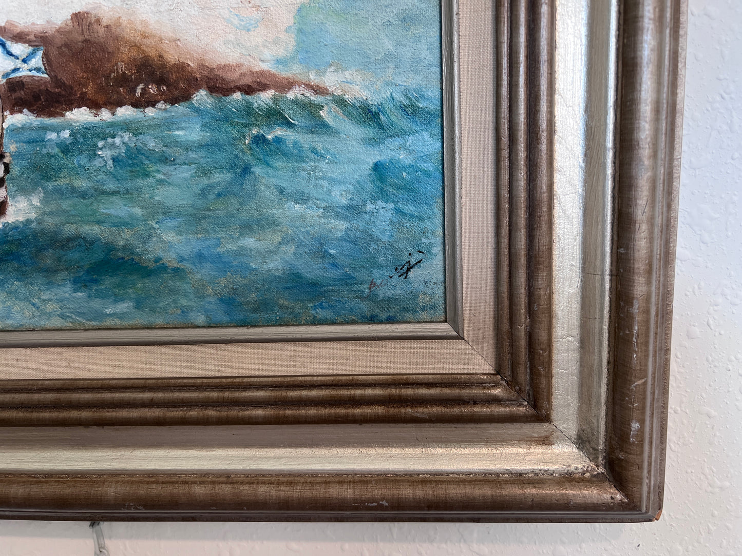 Original Vintage Oil painting on canvas seascape, Sailing Ship, signed, Framed