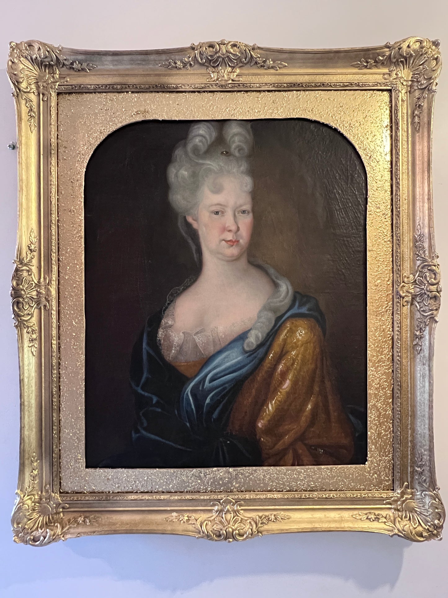 1707 Antique 18 cent. original oil painting on canvas, Portrait Maria Adelaida