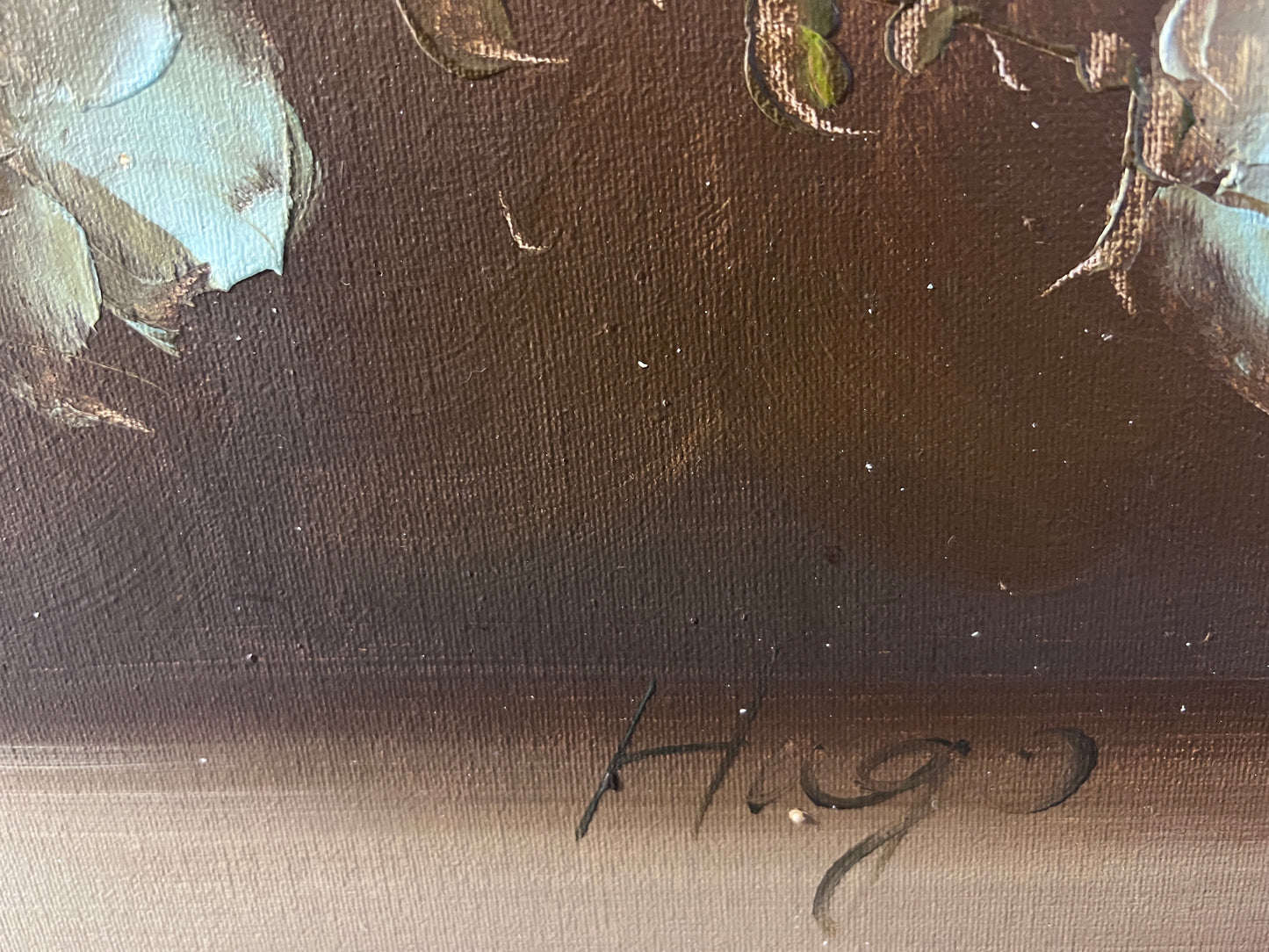 Artist Hugo Large Oil Painting on canvas Still life, Flowers, Framed
