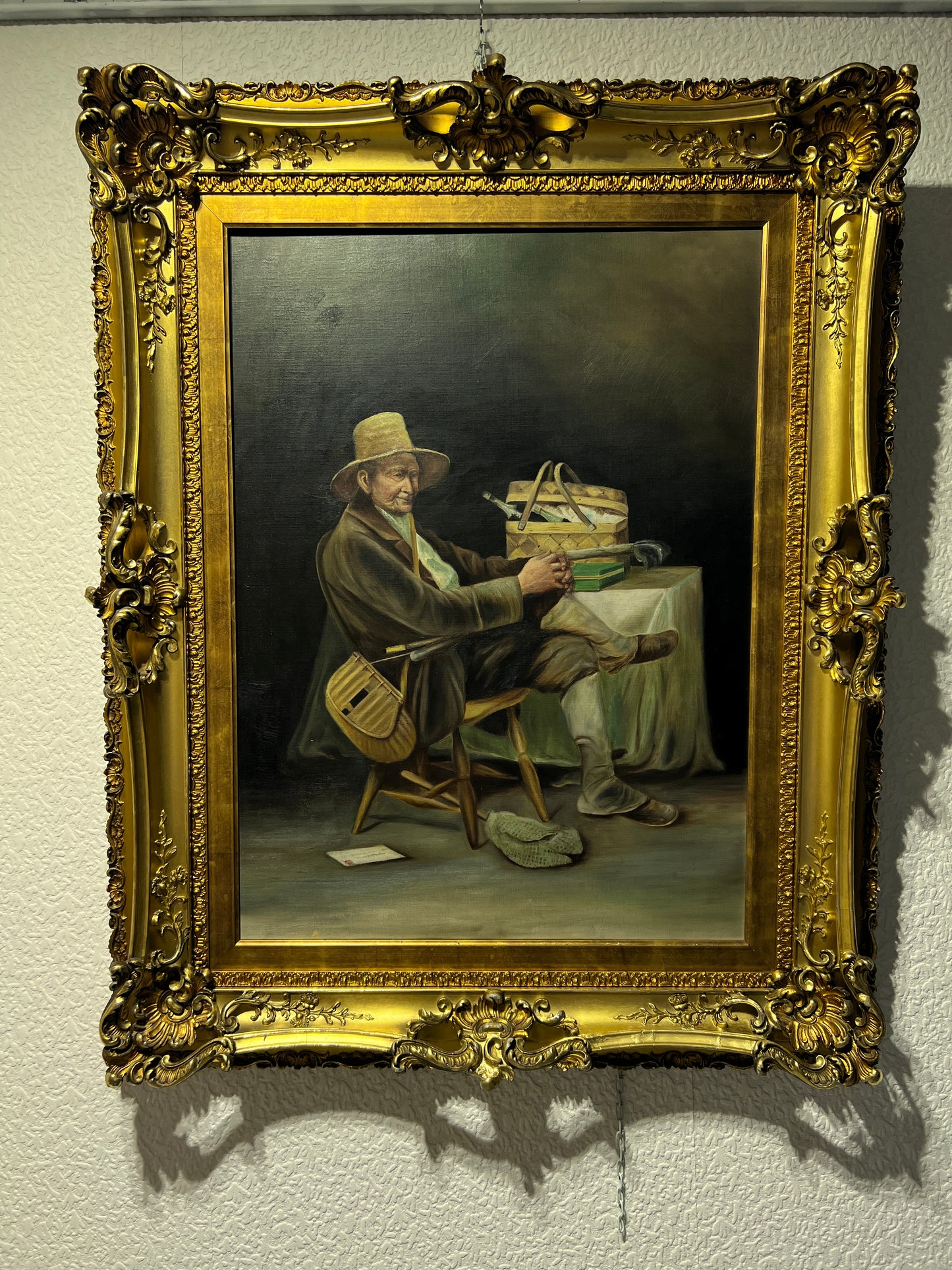 American school Vintage oil painting on canvas, Portrait, Gorgeous Gold Frame
