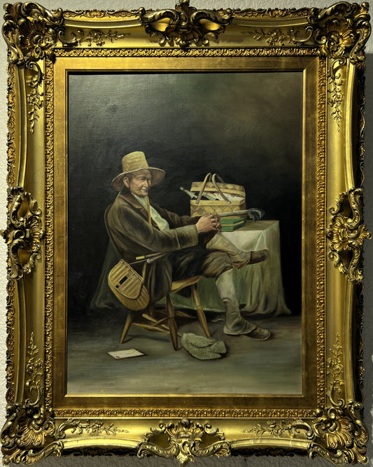19th/20th century American school Antique oil painting on canvas, Portrait