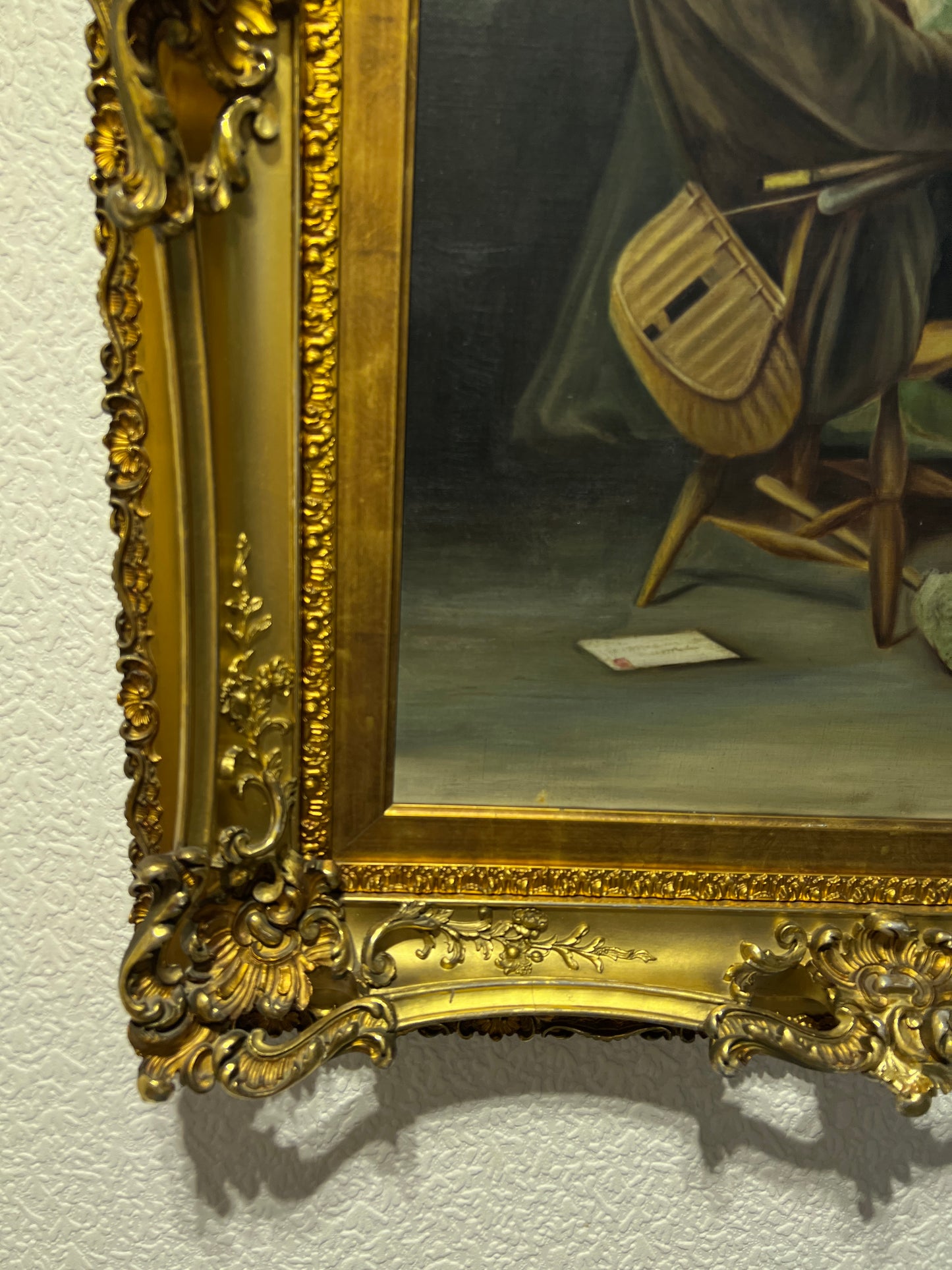 American school Vintage oil painting on canvas, Portrait, Gorgeous Gold Frame