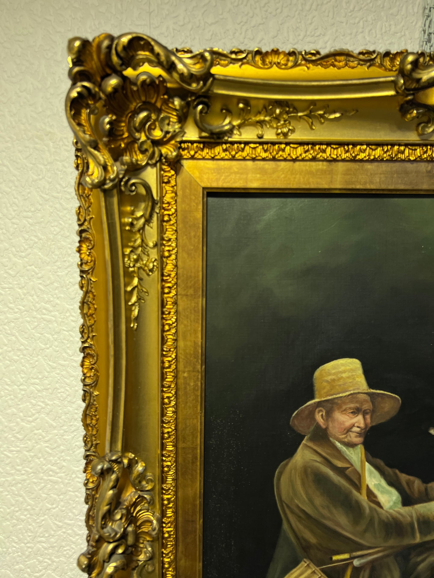 American school Vintage oil painting on canvas, Portrait, Gorgeous Gold Frame