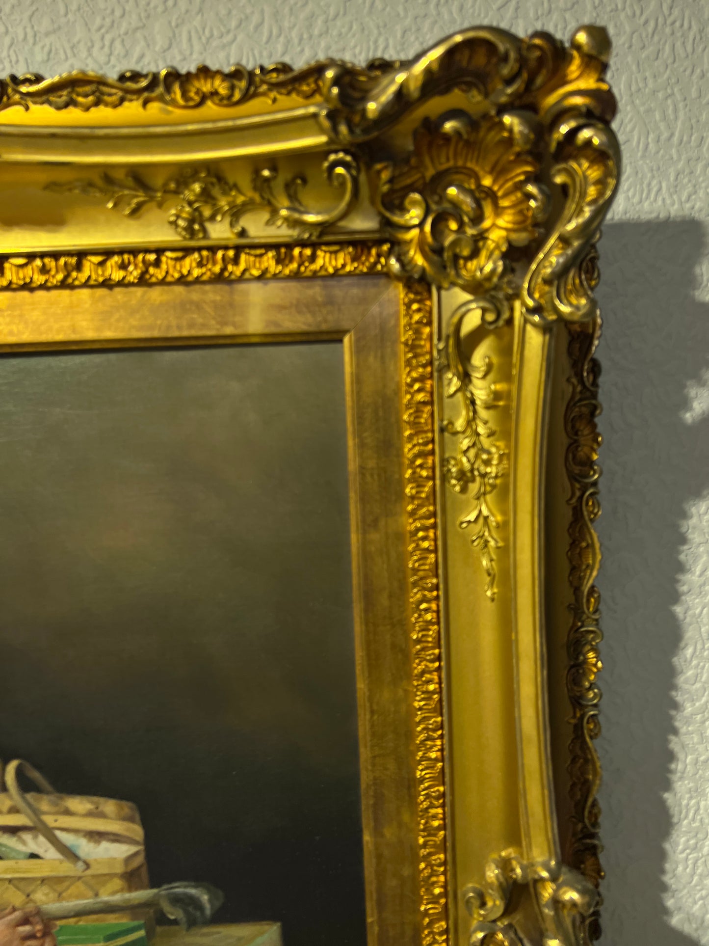 American school Vintage oil painting on canvas, Portrait, Gorgeous Gold Frame
