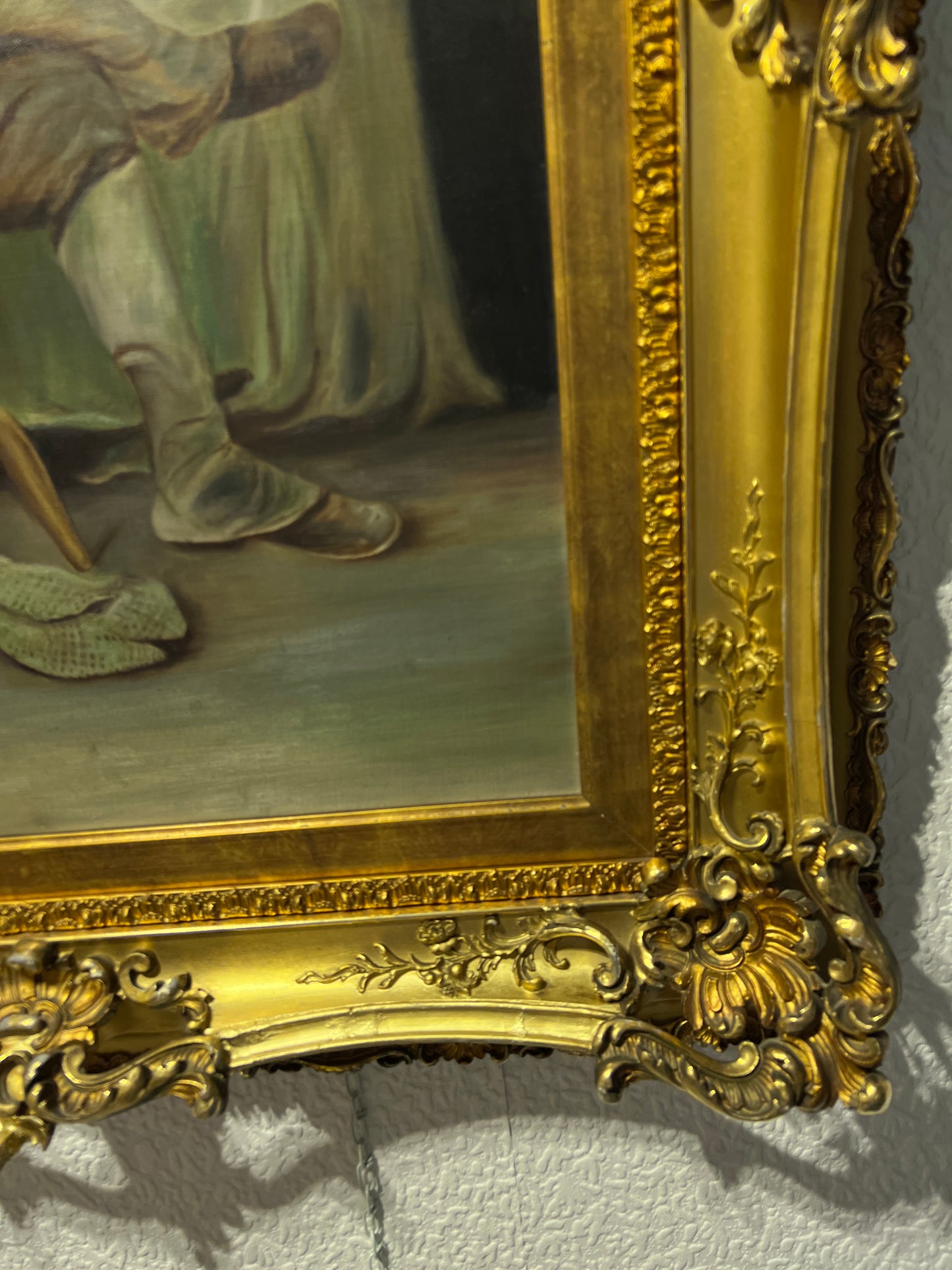 American school Vintage oil painting on canvas, Portrait, Gorgeous Gold Frame