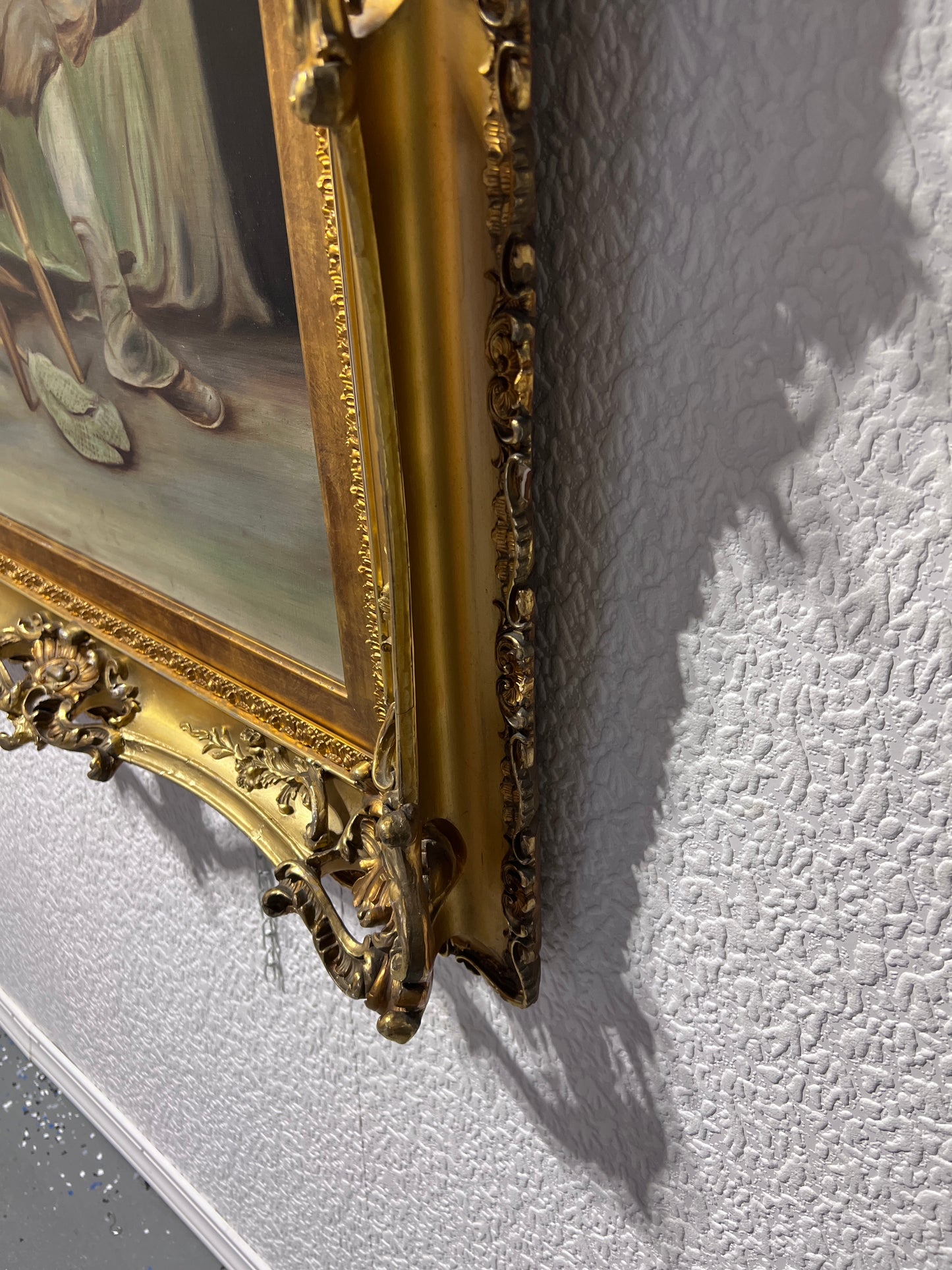 American school Vintage oil painting on canvas, Portrait, Gorgeous Gold Frame