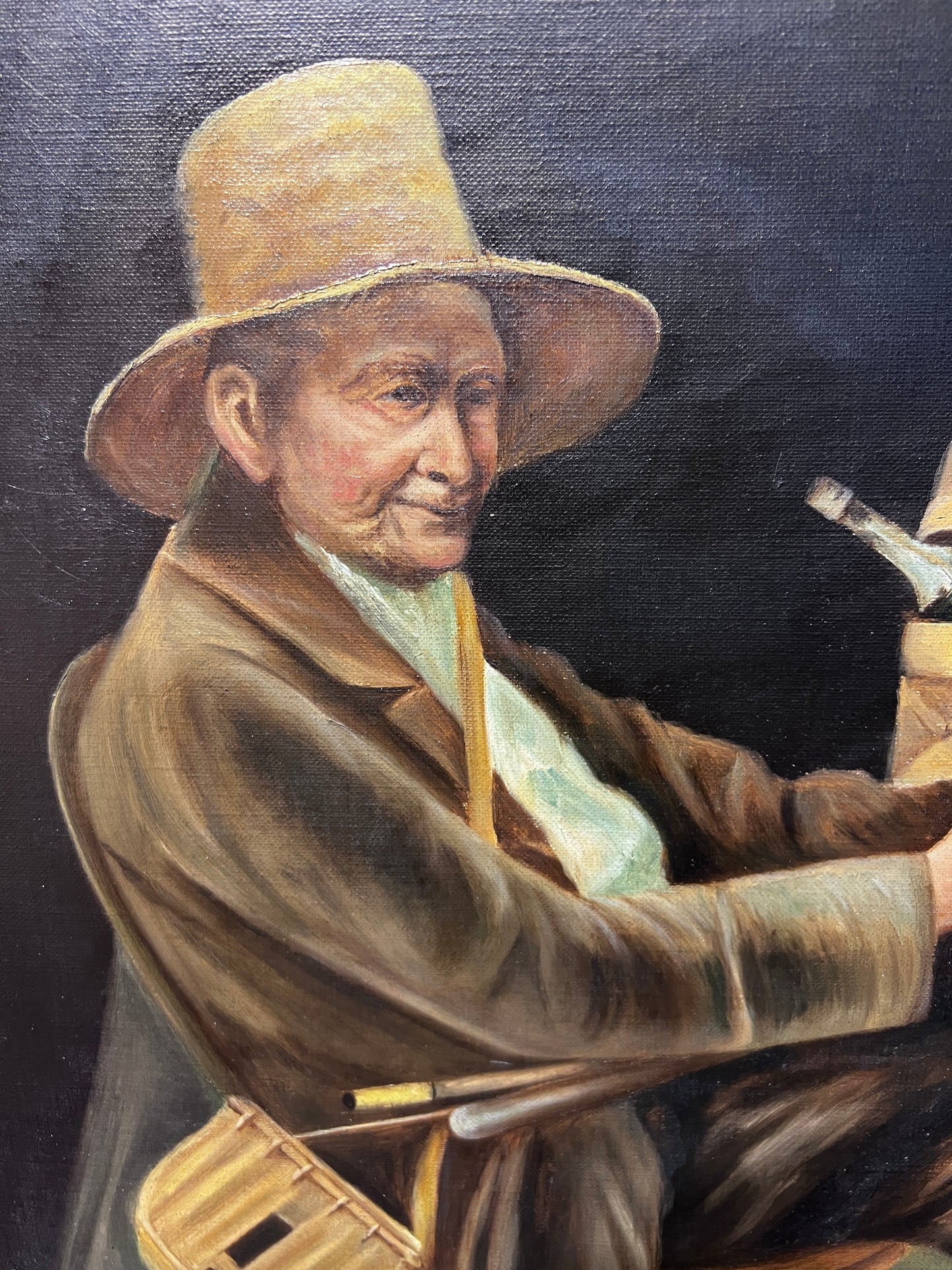 American school Vintage oil painting on canvas, Portrait, Gorgeous Gold Frame