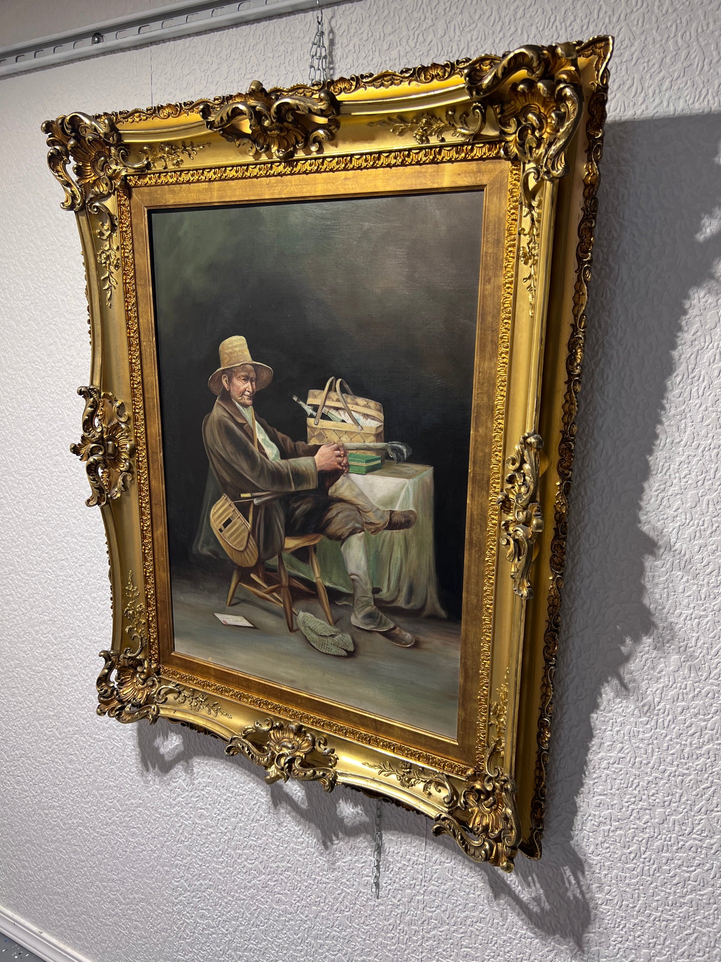 American school Vintage oil painting on canvas, Portrait, Gorgeous Gold Frame