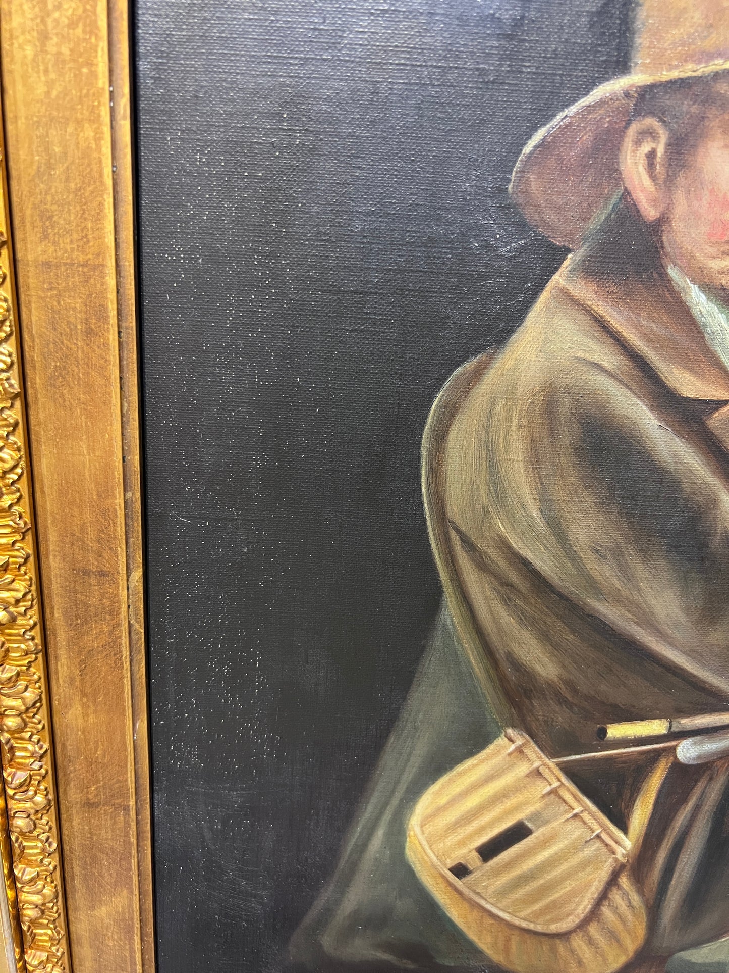 American school Vintage oil painting on canvas, Portrait, Gorgeous Gold Frame