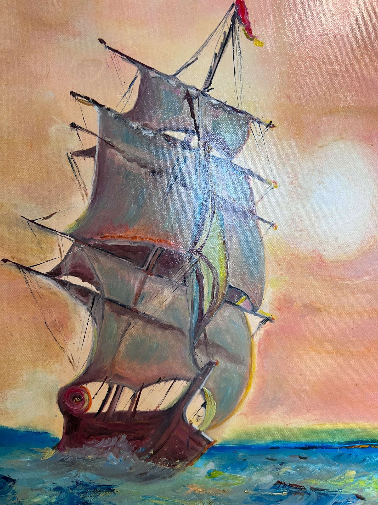 Large Oil Painting on Canvas, Seascape by Serg Graff "Clipper Ship Dream"