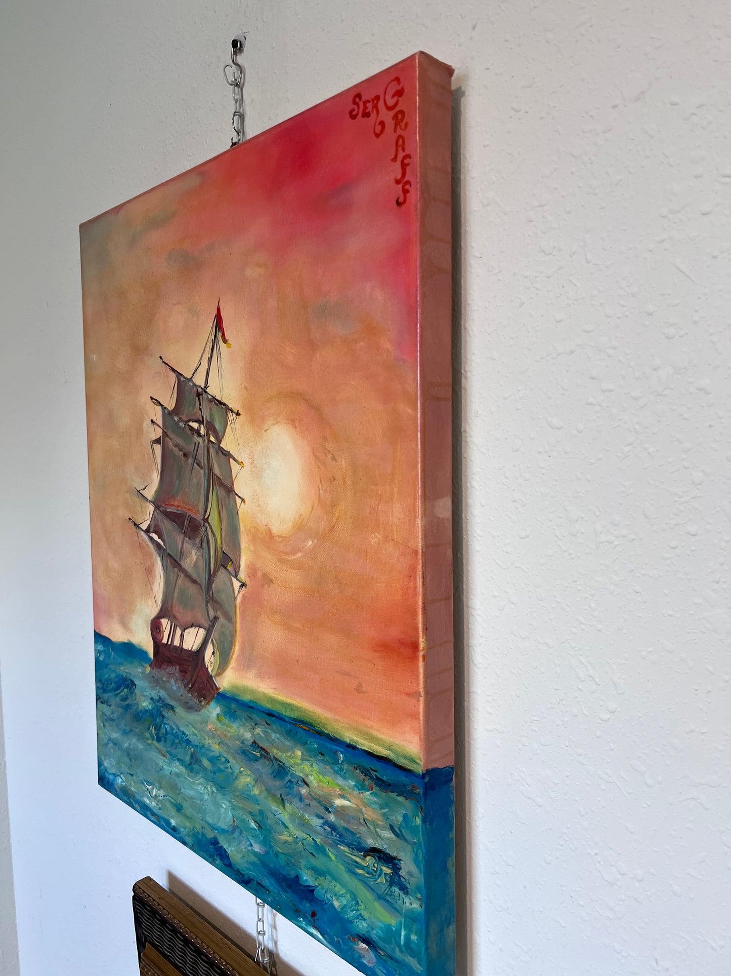 Large Oil Painting on Canvas, Seascape by Serg Graff "Clipper Ship Dream"