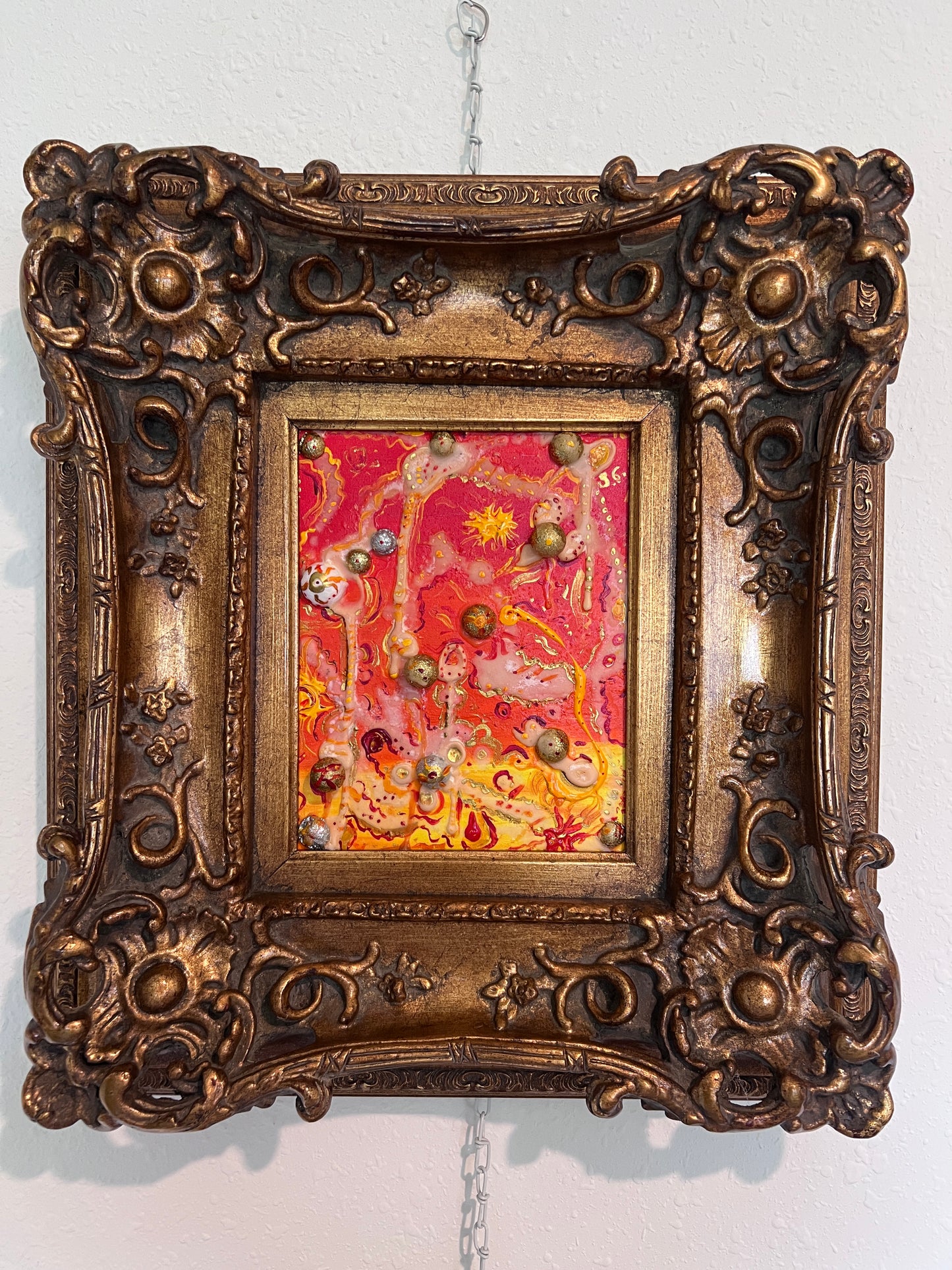 Original Mixed Media Abstract painting by Serg Graff, "Golden Balls" , COA