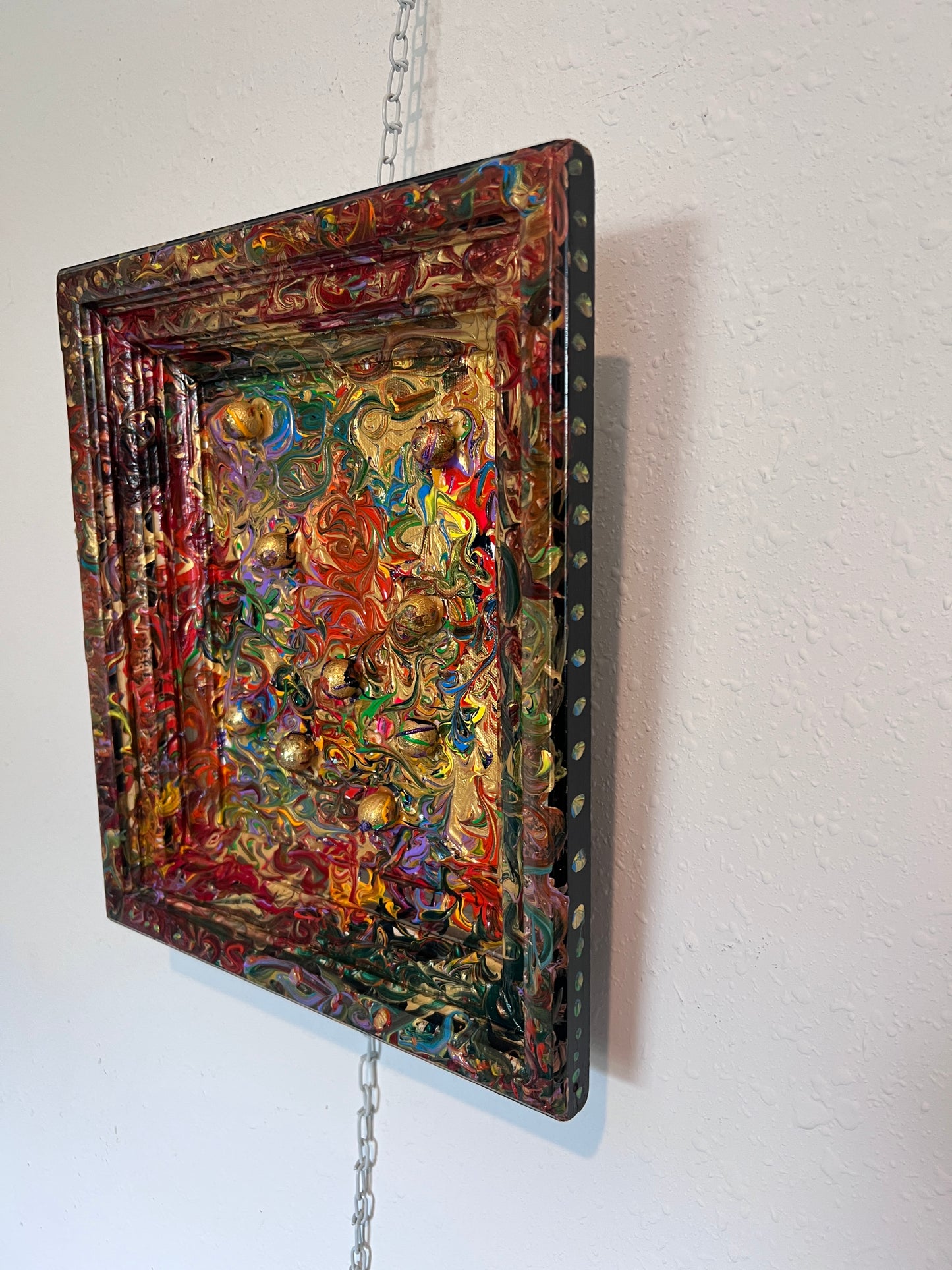 Original Mixed Media Abstract painting by Serg Graff, "Gold Storm" , COA