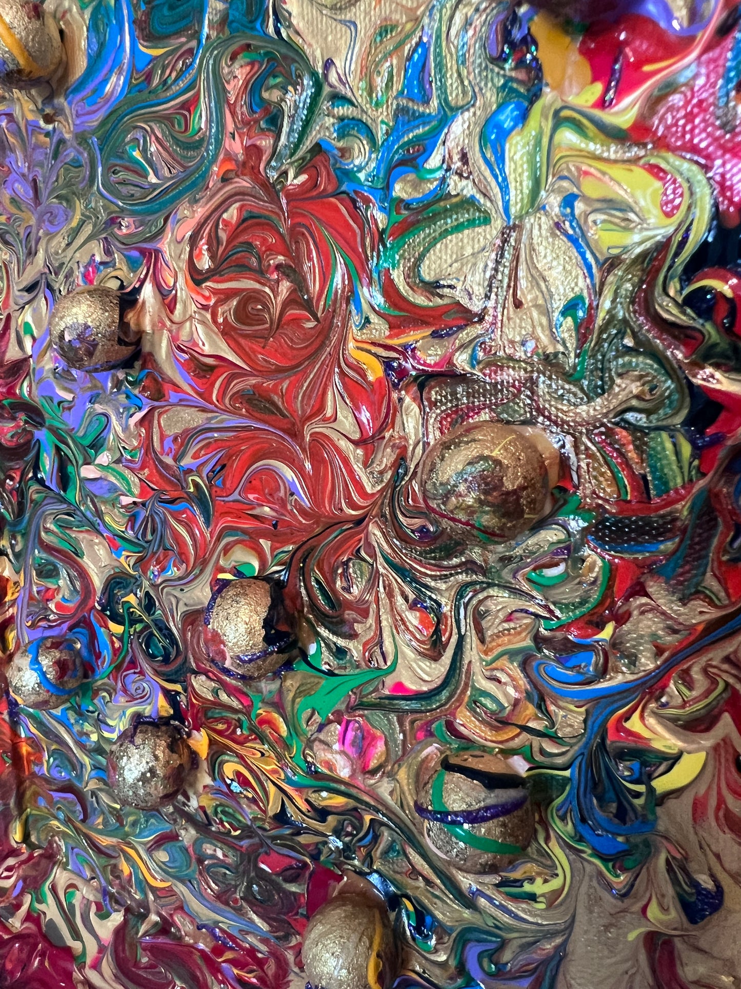 Original Mixed Media Abstract painting by Serg Graff, "Gold Storm" , COA