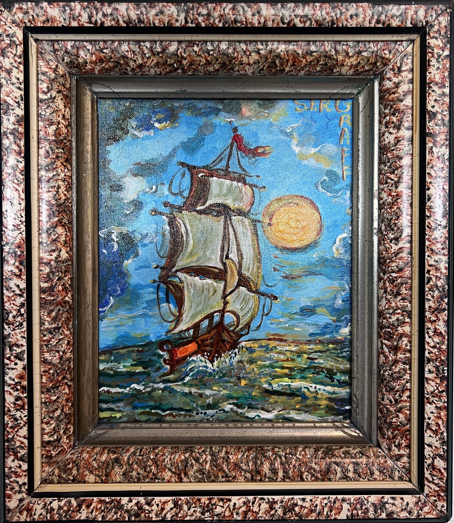 Original Acrylic painting by Serg Graff, Seascape Titled "Drift" , COA