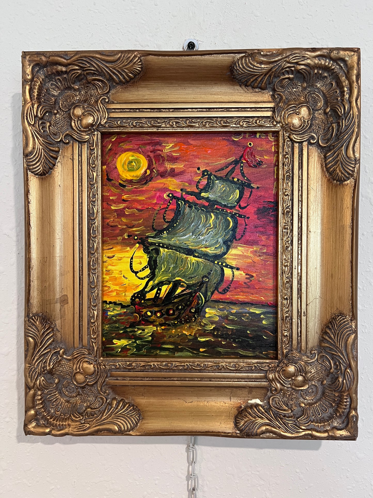 Original Acrylic painting by Serg Graff, Seascape Titled "Eclipse" , COA
