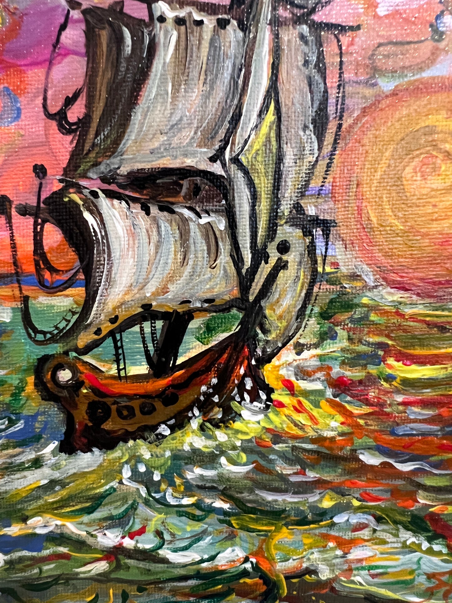 Original Acrylic painting by Serg Graff, Seascape Titled "Odyssey" , COA