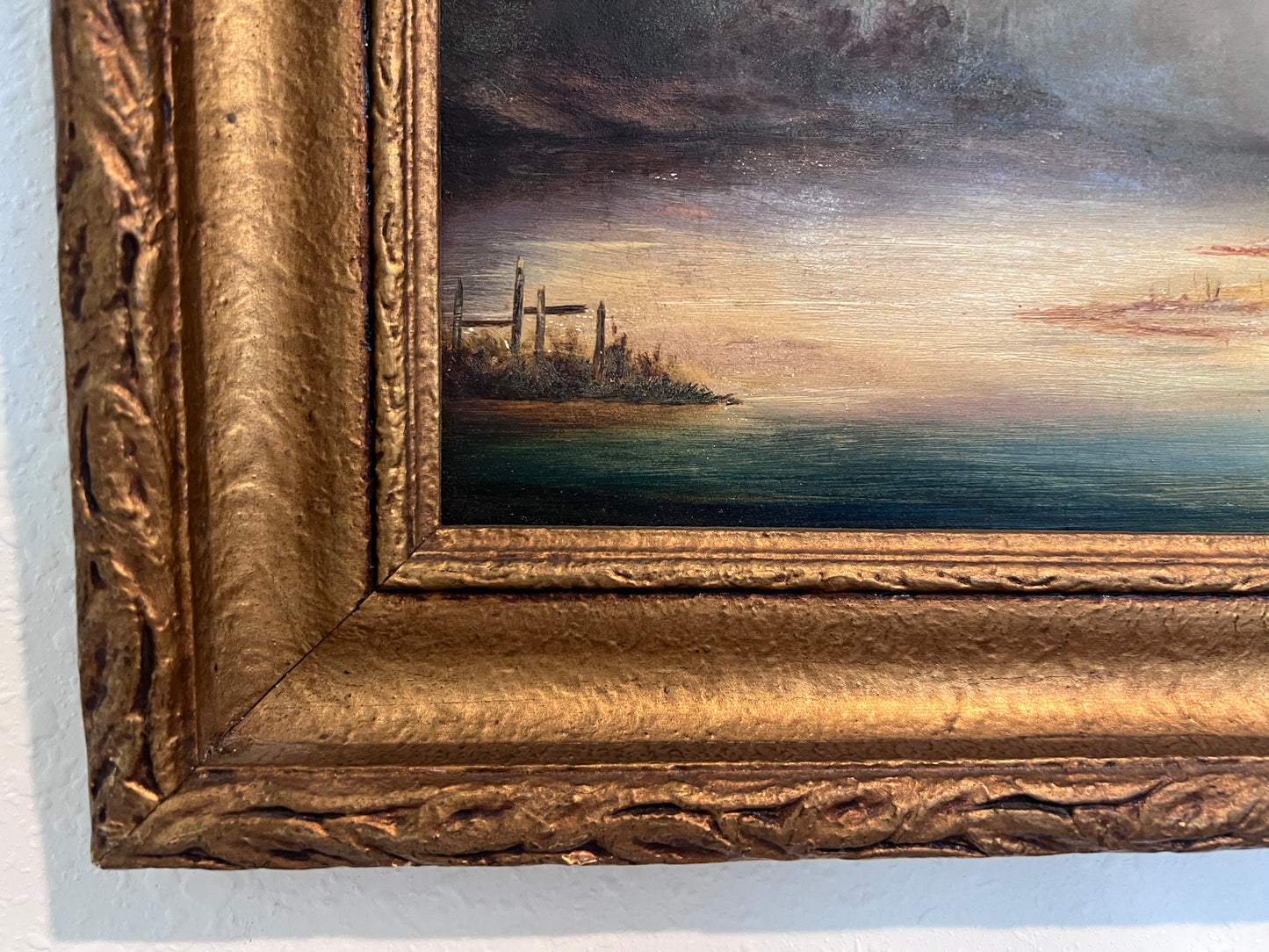 Antique Dutch Landscape Oil Painting on Board Rustic Cabin Winter Scene Unsigned