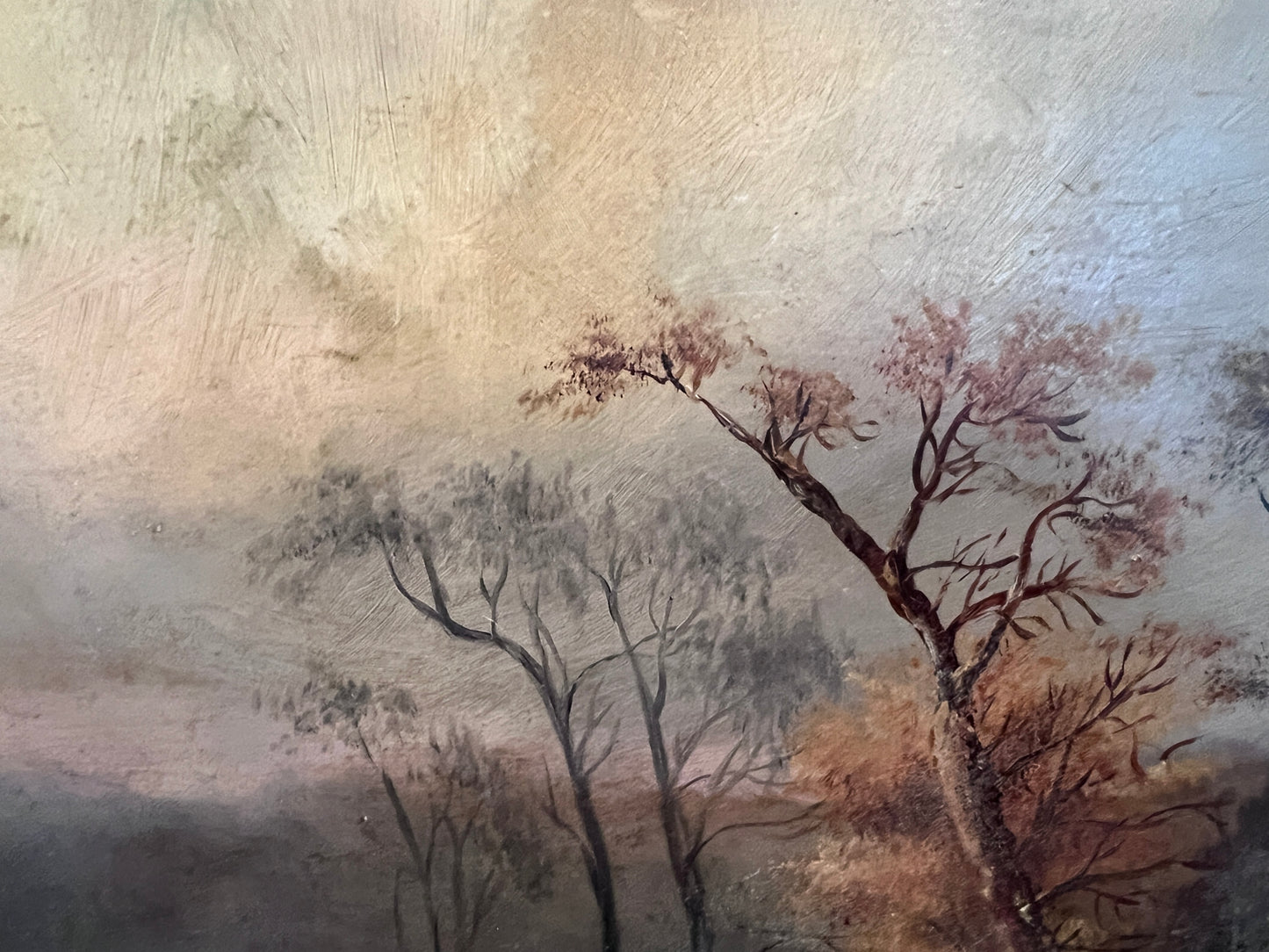 Antique Dutch Landscape Oil Painting on Board Rustic Cabin Winter Scene Unsigned