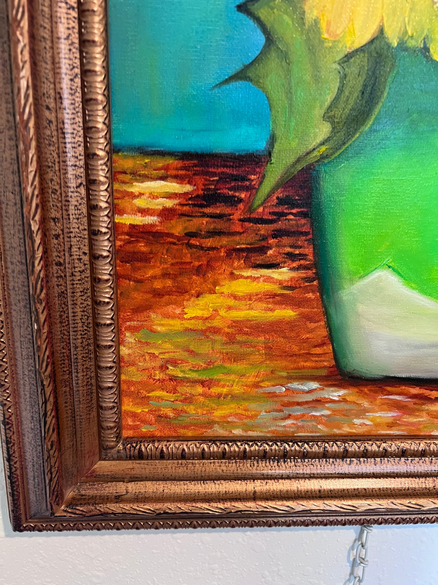 Modern Sunflowers Still Life Acrylic Painting in Van Gogh Style Signed 2025