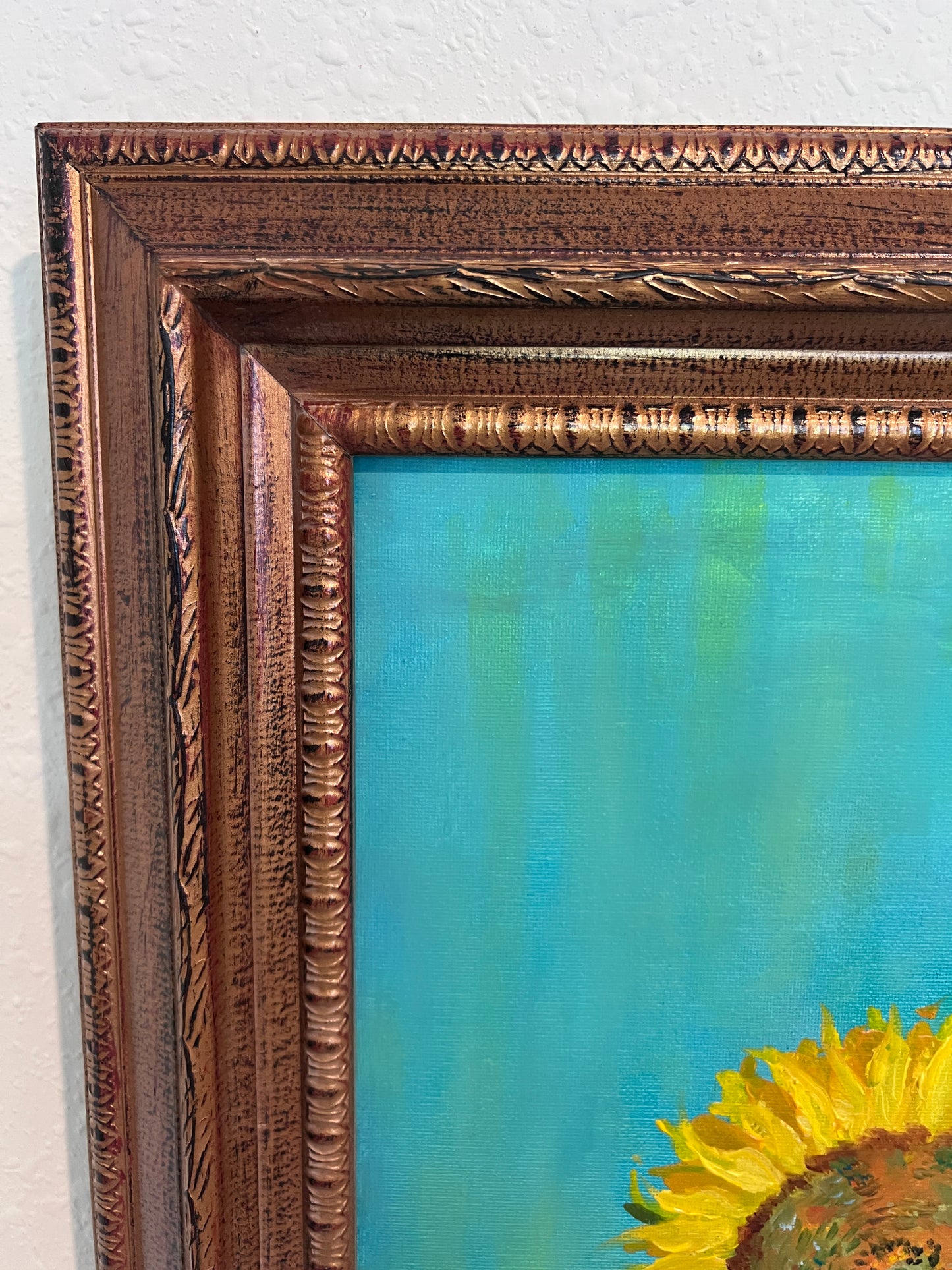 Modern Sunflowers Still Life Acrylic Painting in Van Gogh Style Signed 2025