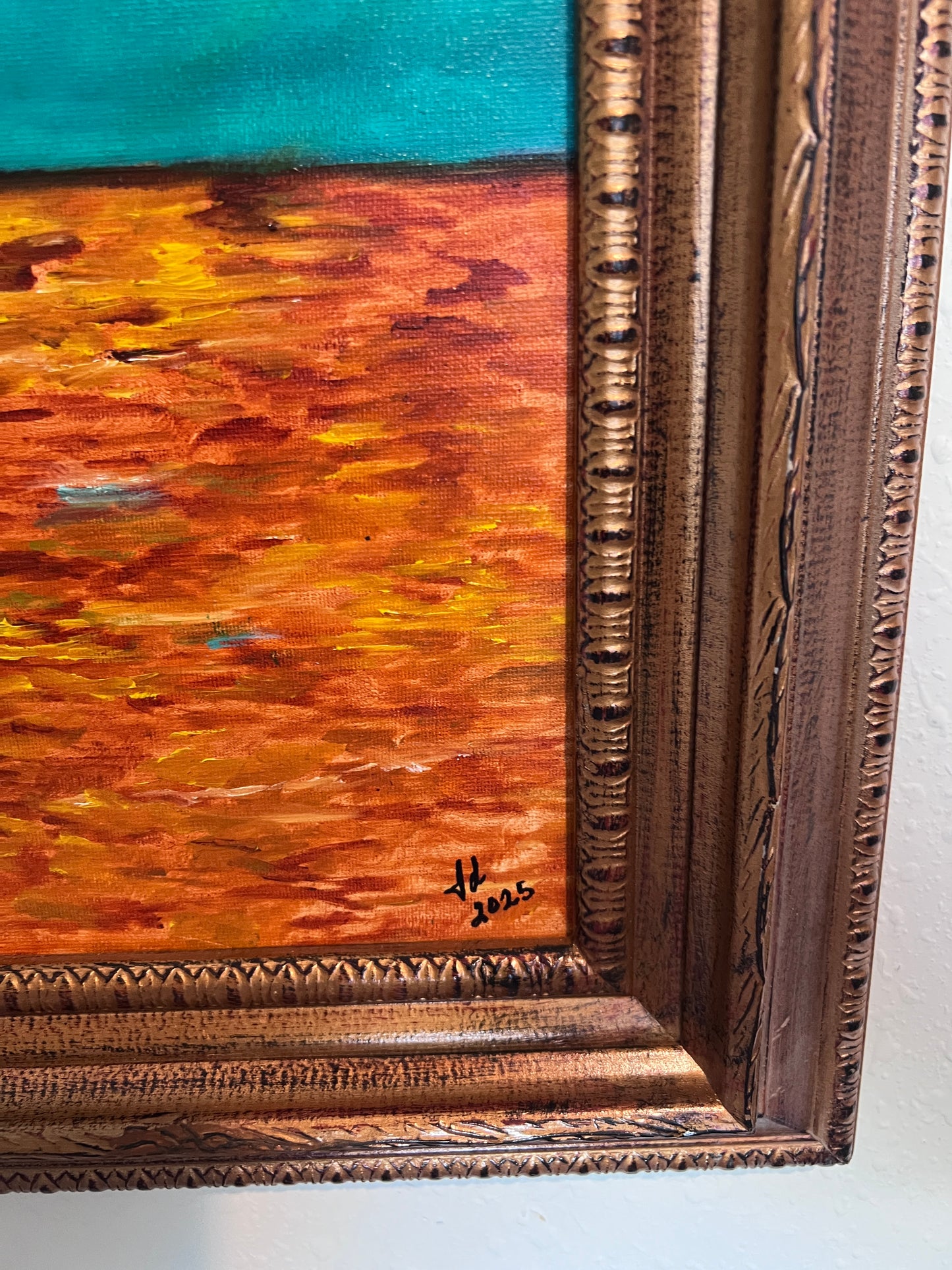 Modern Sunflowers Still Life Acrylic Painting in Van Gogh Style Signed 2025