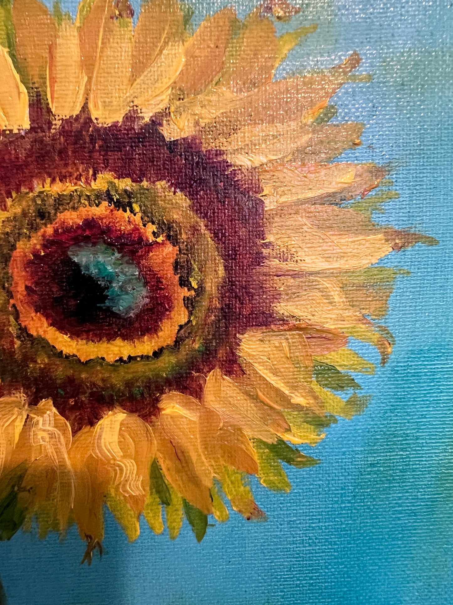 Modern Sunflowers Still Life Acrylic Painting in Van Gogh Style Signed 2025