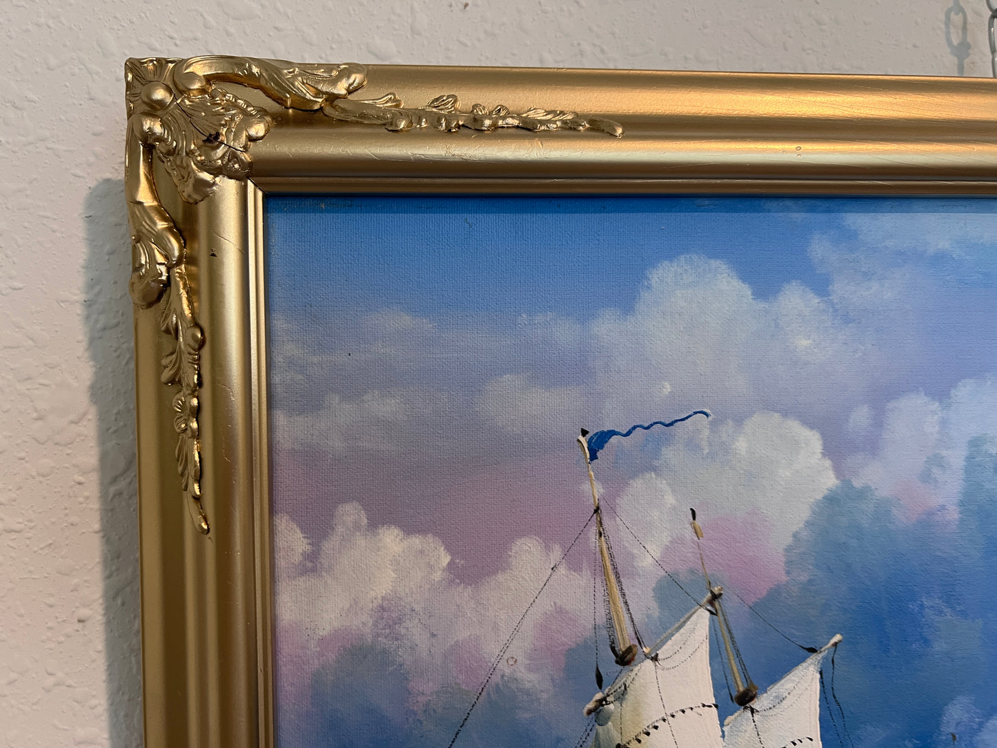 Original Maritime Oil Painting – Naval Battle Scene – Signed J. Harvey , Framed