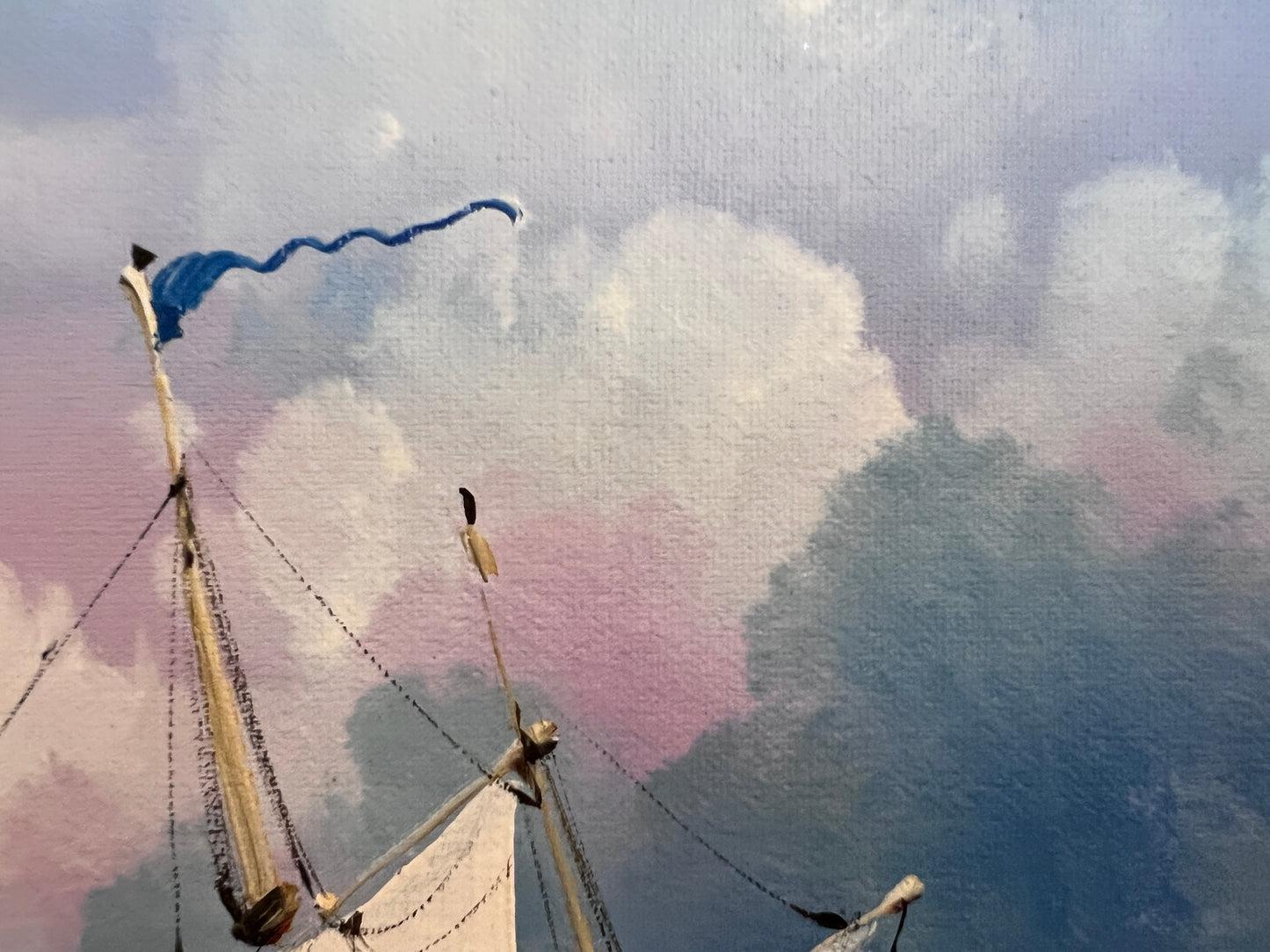 Original Maritime Oil Painting – Naval Battle Scene – Signed J. Harvey , Framed