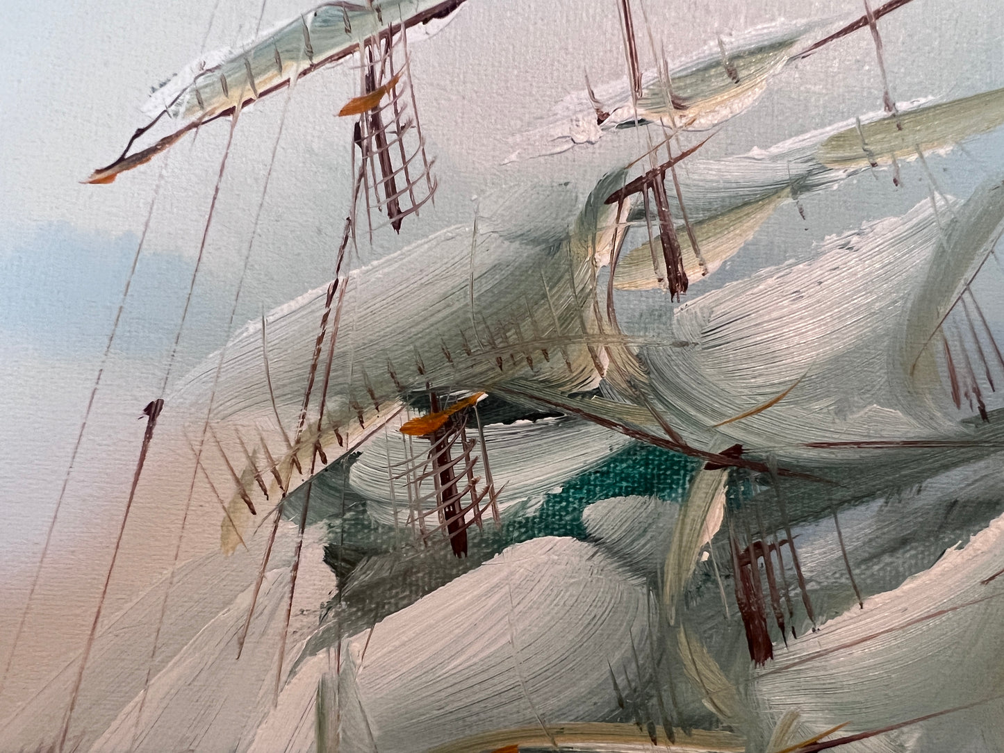 Listed Artist Hewett Jackson Original Oil Painting | Tall Ship Seascape | Framed