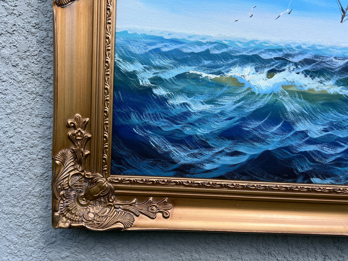 Original Marine Oil Painting Tall Ship on Open Sea | Nautical Seascape Art
