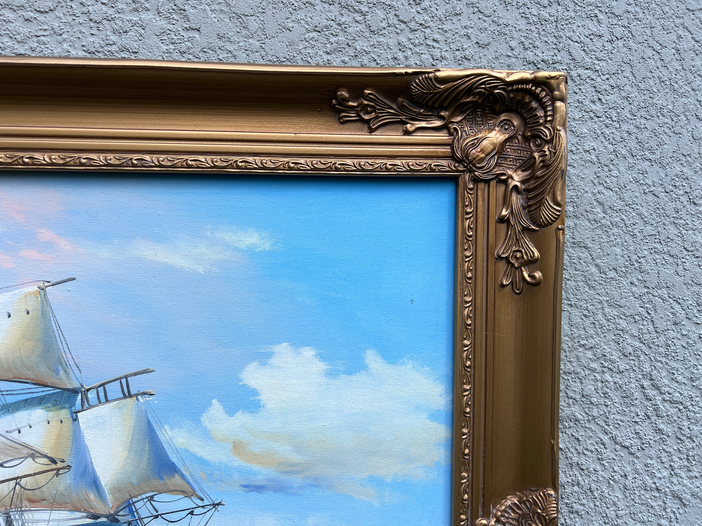 Original Marine Oil Painting Tall Ship on Open Sea | Nautical Seascape Art