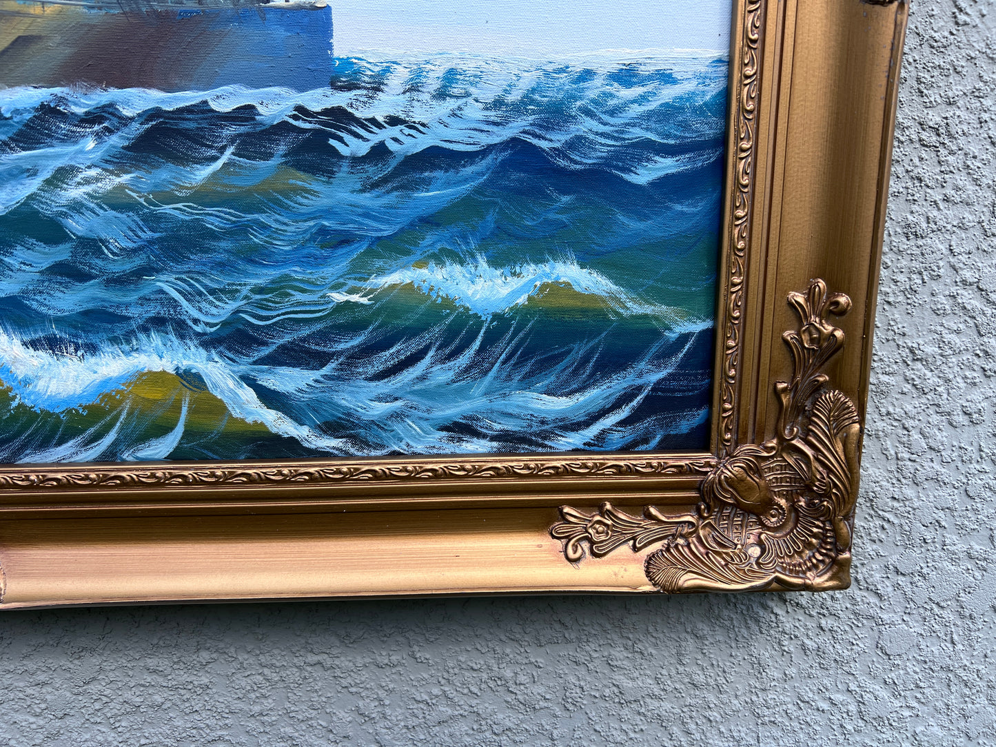 Original Marine Oil Painting Tall Ship on Open Sea | Nautical Seascape Art