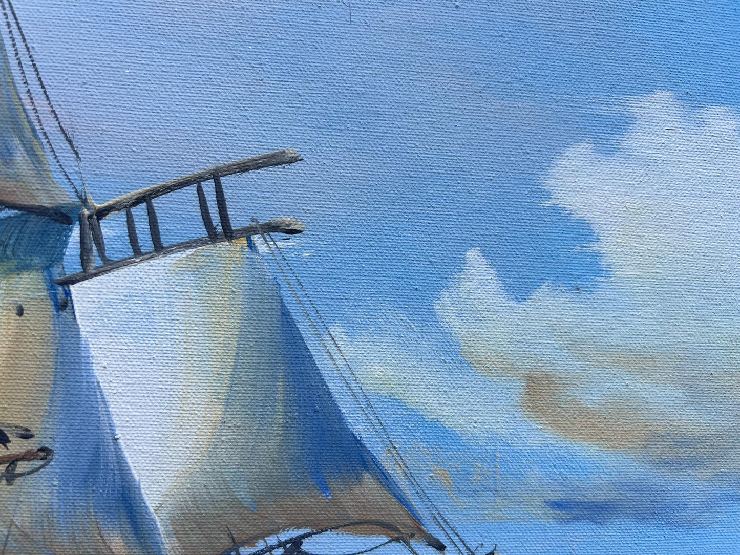 Original Marine Oil Painting Tall Ship on Open Sea | Nautical Seascape Art