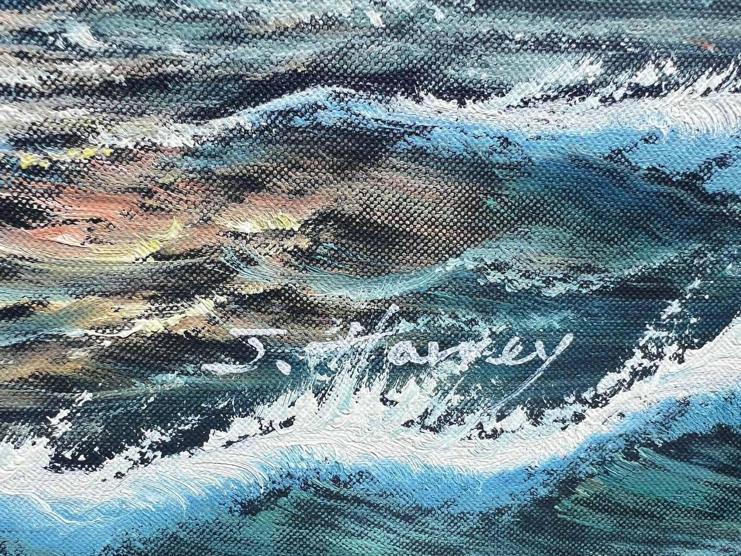 Original Maritime Oil Painting – Naval Battle Scene – Signed J. Harvey , Framed (Copy)