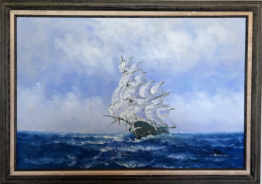 Seascape Original Oil Painting Tall Ship by Karon | Nautical Maritime Wall Art