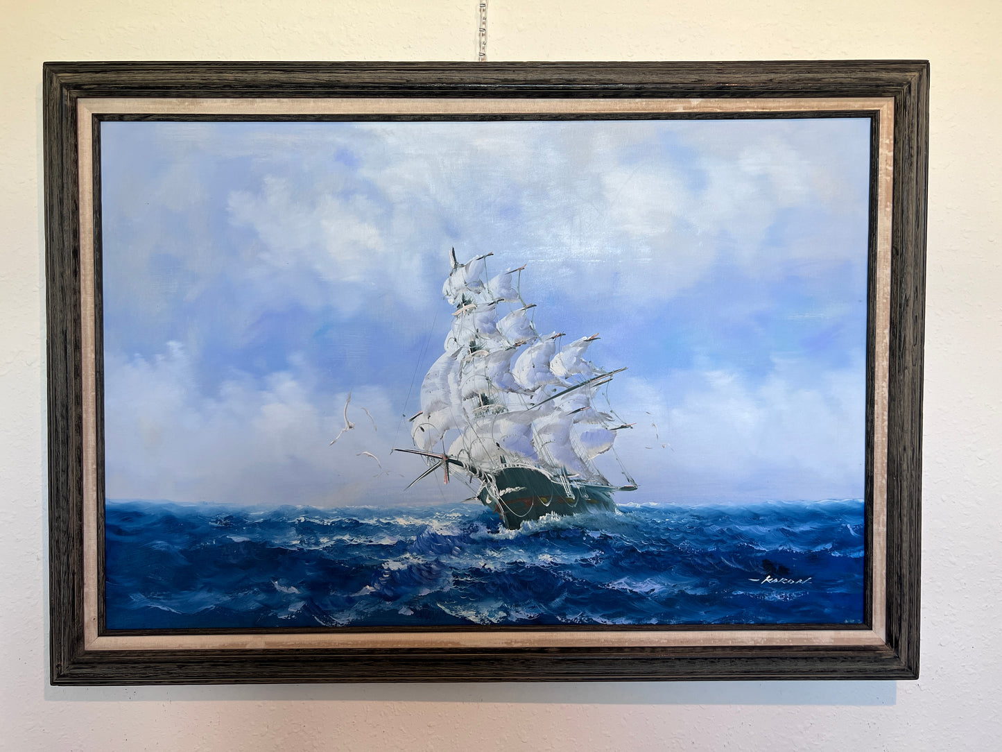 Seascape Original Oil Painting Tall Ship by Karon | Nautical Maritime Wall Art