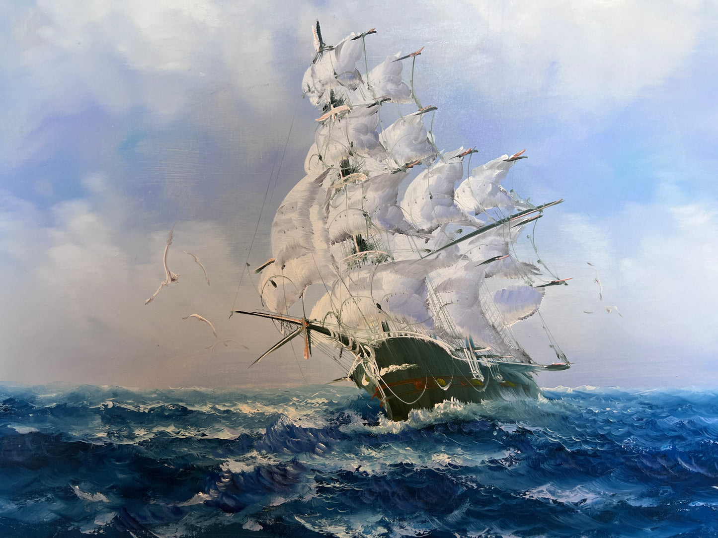 Seascape Original Oil Painting Tall Ship by Karon | Nautical Maritime Wall Art