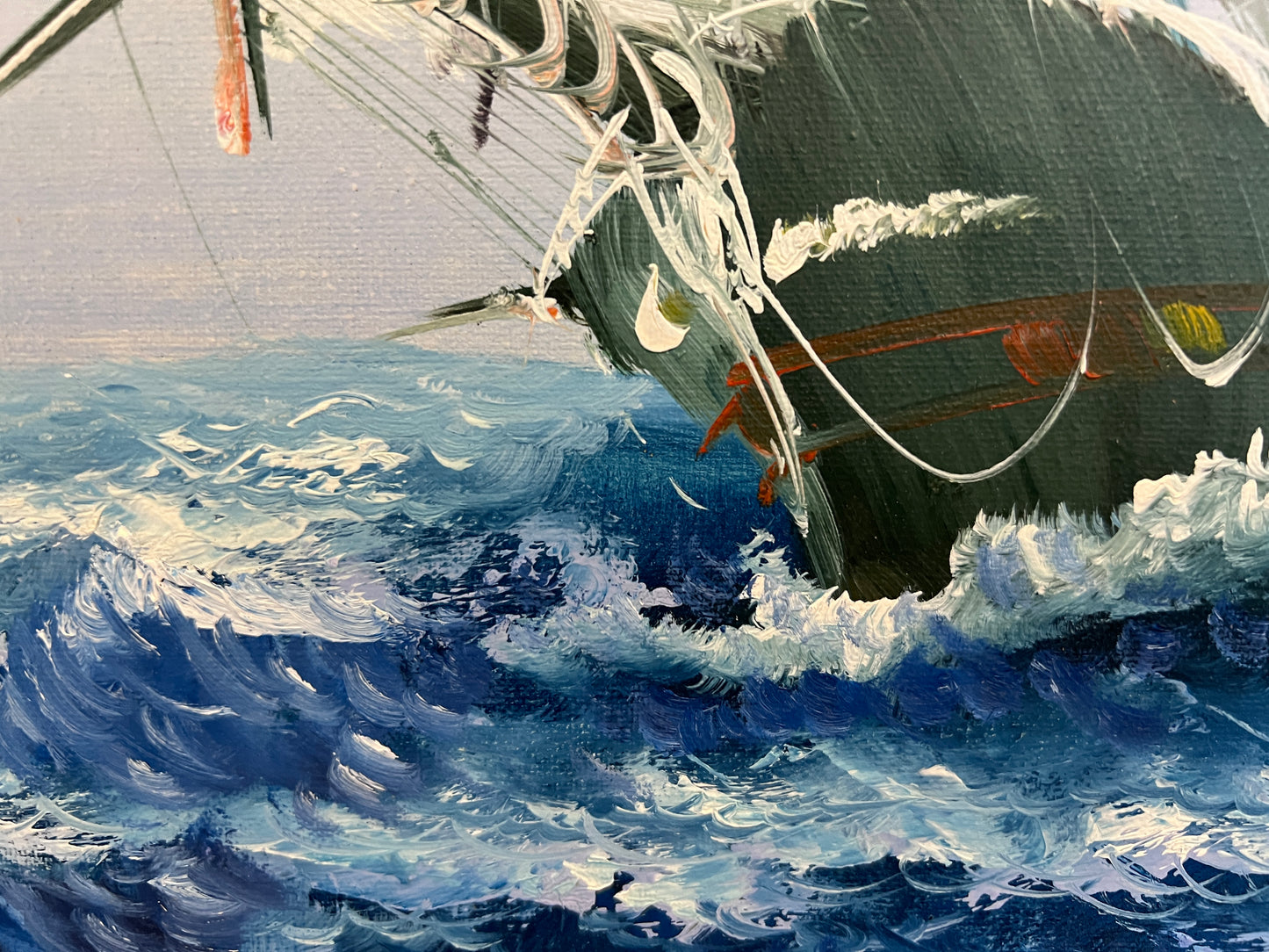 Seascape Original Oil Painting Tall Ship by Karon | Nautical Maritime Wall Art