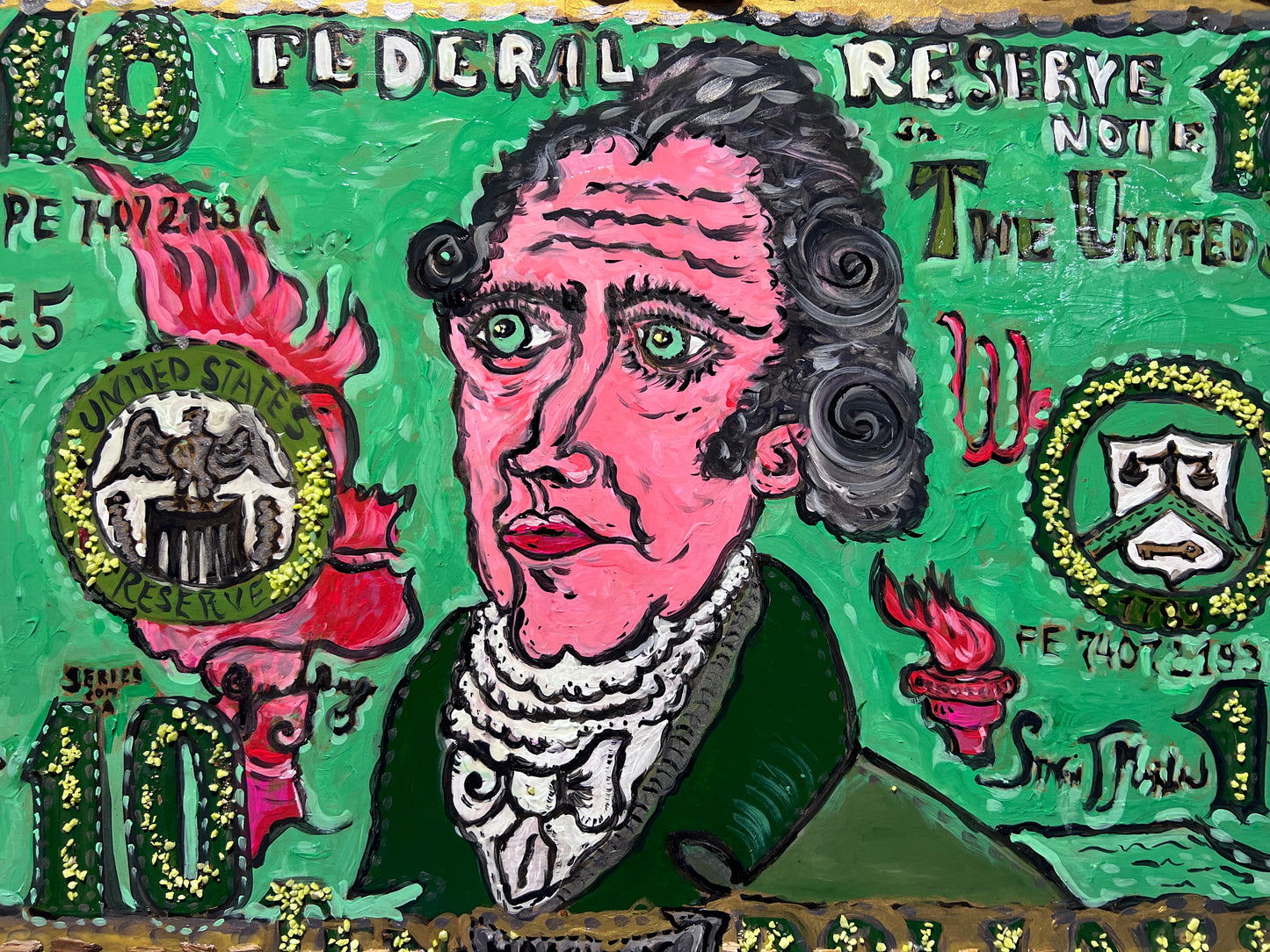 Original painting on board, portrait of Alexander Hamilton signed S. Graff, COA