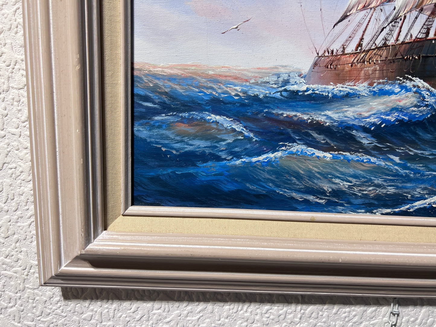 Original Oil painting on canvas, seascape, Sailing Ship, signed Taylor