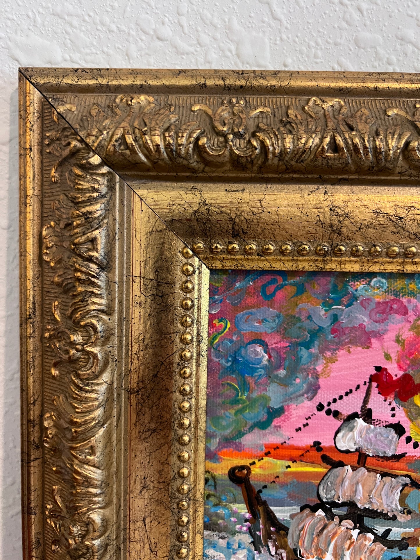 Serg Graff Original “Lamara” Ship Painting | Gold Ornate Frame | Nautical